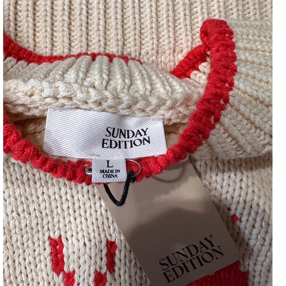 Sunday Edition Lobster Sweater Vest SZ Large Cream Red NWT Coastal Knit - Picture 7 of 10